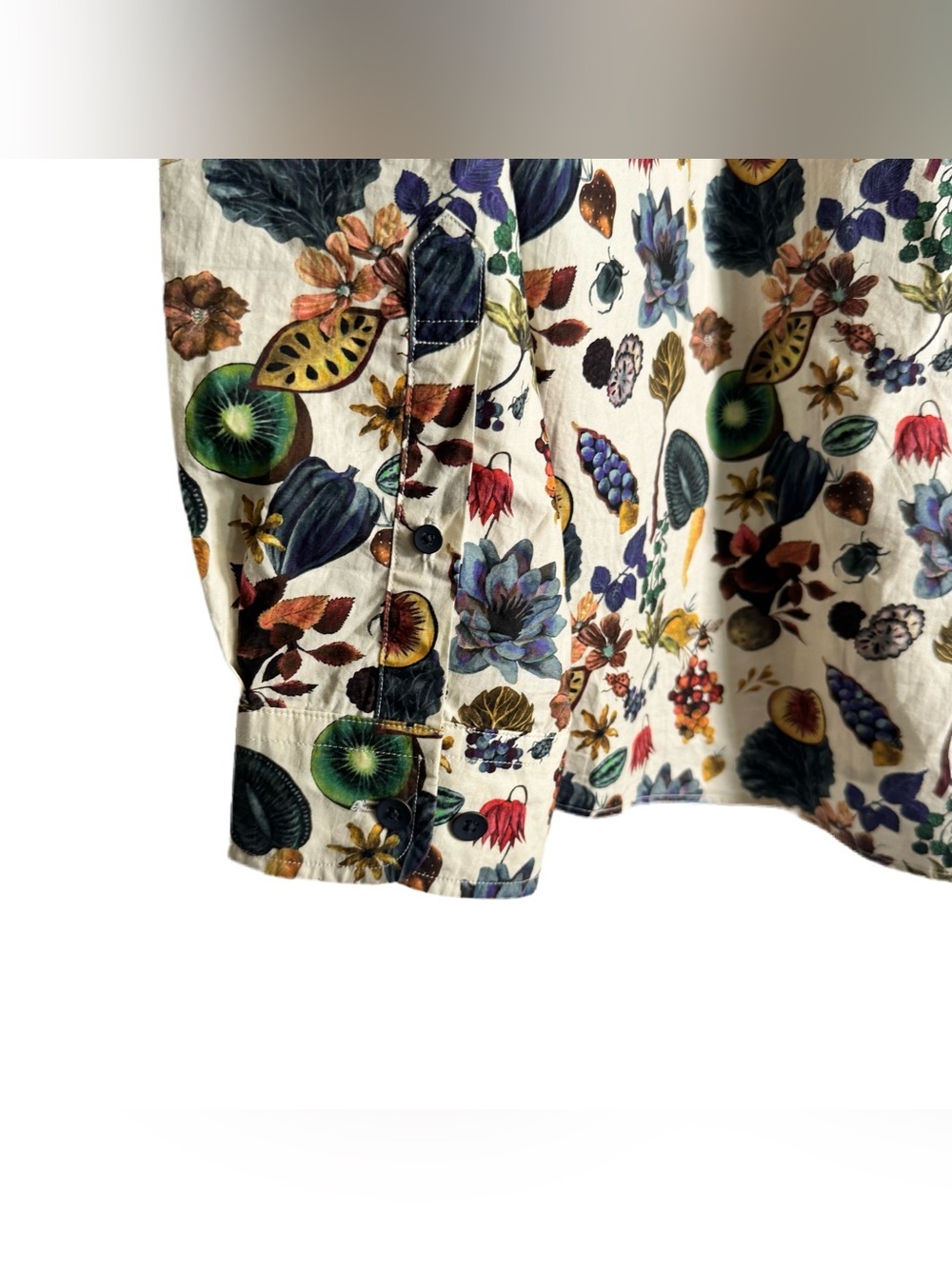Rodd and Gunn Men's XL Floral Fruit Button Up Shirt Eclectic Italian Cotton Top - Picture 6 of 7